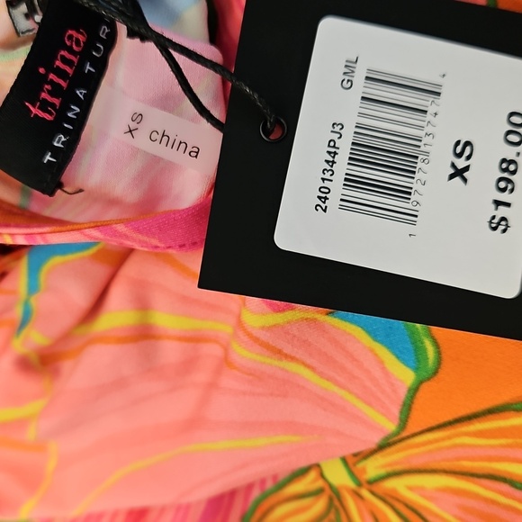 Trina Turk Milan Gingko Floral Drawstring Halter Neck Maxi Dress NEW - Picture 5 of 6